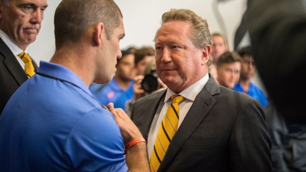 Formidable: Former Western Force captain Matt Hodgson with Andrew "Twiggy" Forrest, who has announced plans for an "Indo-Pacific" rugby competition.