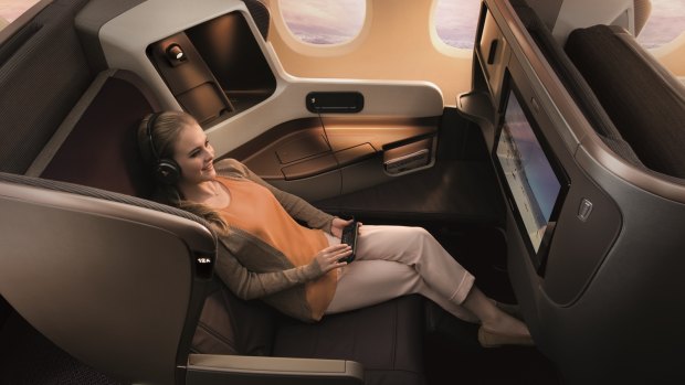 新加坡航空公司a350 - 900商务舱。承运人拿出最佳竞争榜首。