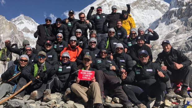 Tight bond: The group of former NRL players at Everest base camp.