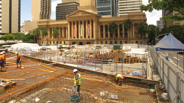 Brisbane's King George Square under redevelopment in January 2009.