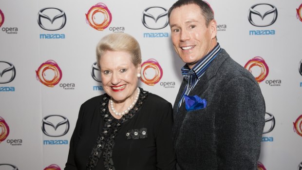 Bronwyn Bishop and entertainment reporter Craig Bennett on the red carpet at an Opera Australia performance of <em> La Boheme</em> at The Domain in 2013.