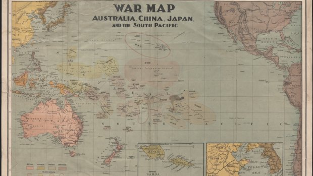 World War I map: Australia, China, Japan and the South Pacific.