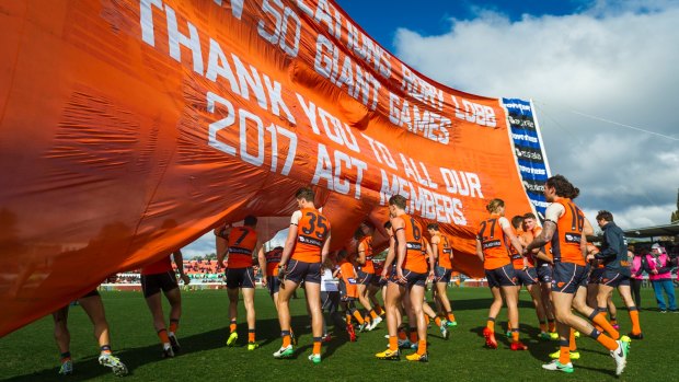 GWS Giants want a packed house at Manuka. Photo: Dion Georgopoulos
