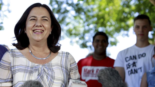 Potential soon to be Premier, Annastascia Palaszczuk speaking to ALP supporters and media the day after the Queensland election in Burpengary. 