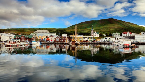 A calm morning in Husavik Harbour in Northern Iceland. Variety Cruises is sailing to Iceland for the first time in 2017.