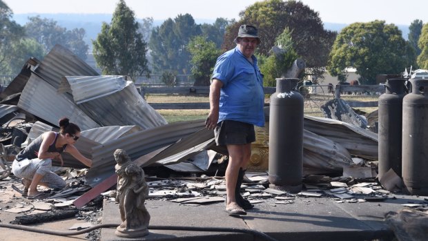 Steve White at his destroyed home in Uarbry, about 70 killometres west of Merriwa.