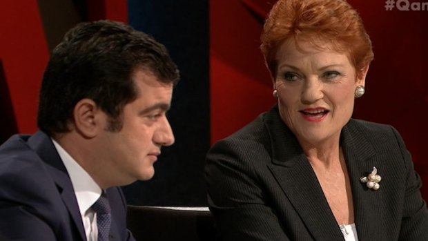 Pauline Hanson repeatedly asked Sam Dastyari if he was a Muslim on Q&A. 
