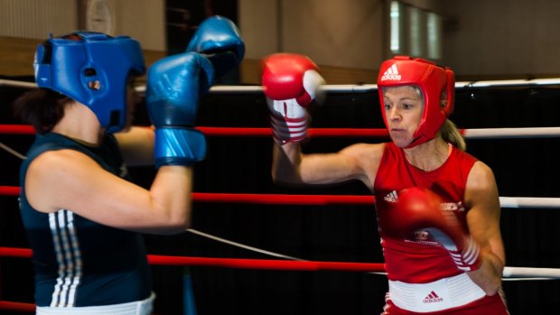 Punching Judy: Shelley Watts spars with Kitty Chiller.