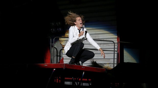 The Hives perform as a support act for iconic Australian band, AC/DC's concert in Brisbane on November 12, 2015.