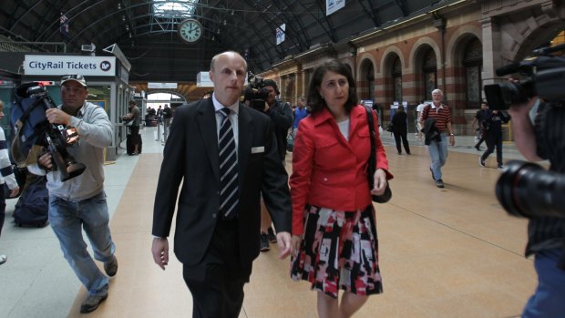 Is Andy Byford (left) - pictured here in 2011 with former New South Wales transport minister Gladys Berejiklian -
Queensland Rail's new chief executive officer?
