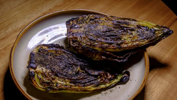 Cabbage caramelised over coals in nori butter.