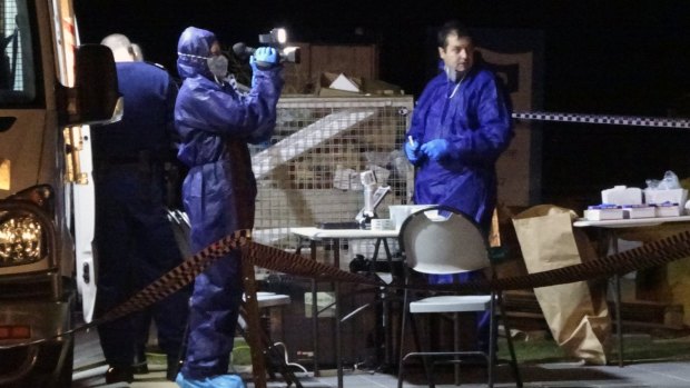 Forensic officers at the crime scene in Yanchep.