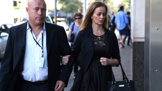 Marcia Mikhael enters the inquest into the deaths arising from the Lindt cafe siege on Tuesday.