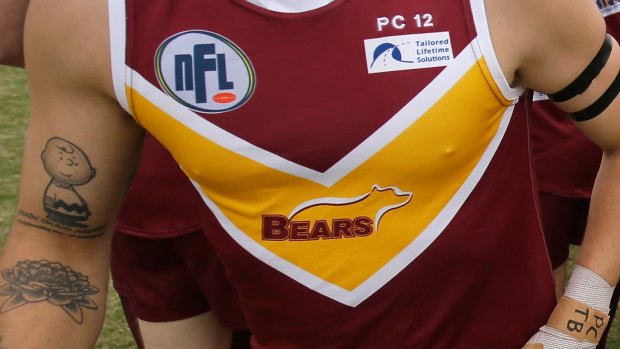Friends and family wore badges saying PC12 - Patrick Cronin's number when he played for the Lower Plenty Bears.