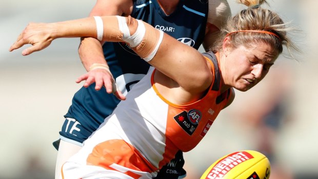 In the blood: Ellie Brush looks like she's been playing footy for years.