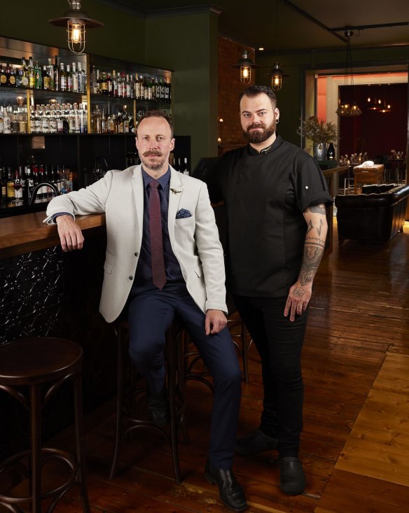 Ambergris Hotel owner, sommelier David Ellis, and chef Jackson Wilde.