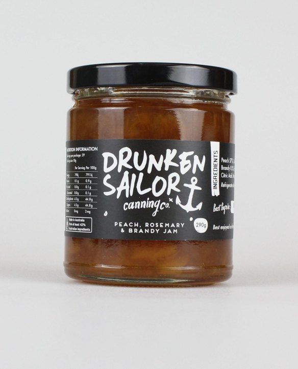 Peach, rosemary and brandy jam from The Drunken Sailor Cannning Co.