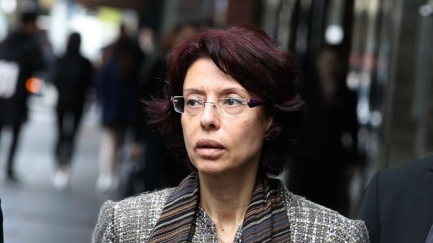 Eman Sharobeem arrives at the ICAC on Monday. 