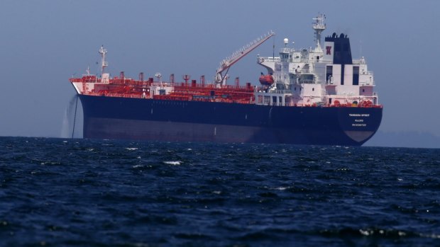 Tanker stand-off: The Tandara Spirit in Port Phillip Bay.