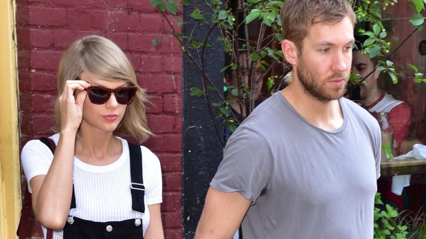 Taylor Swift and Calvin Harris leave Spotted Pig restaurant in New York City on May 28.