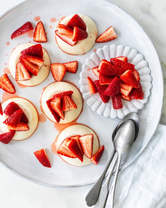 Hazelnut-infused individual panna cottas.