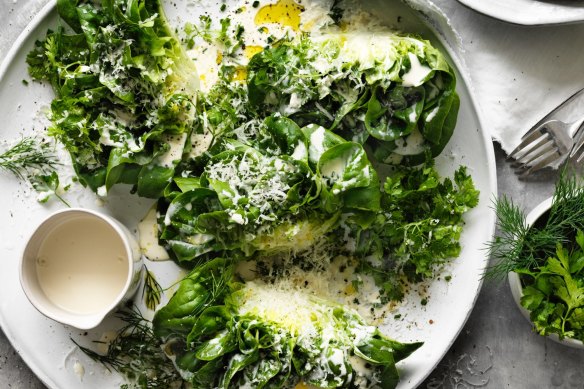 Neil Perry's cos lettuce with parmesan dressing.