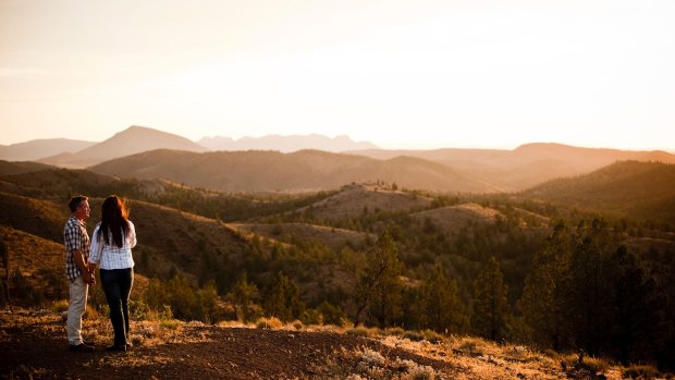 The majestic mountain peaks as the sun sets over the ranges. 