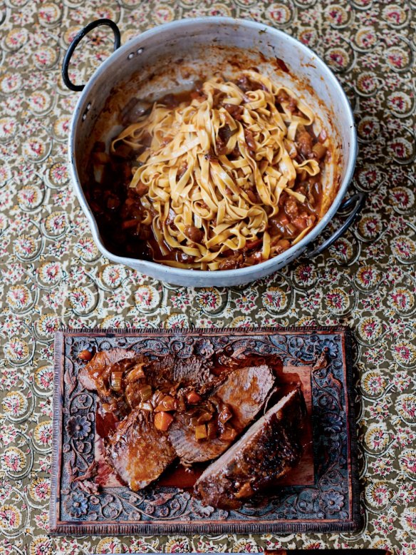 Stracotto, slow-cooked beef ragu (recipe below).