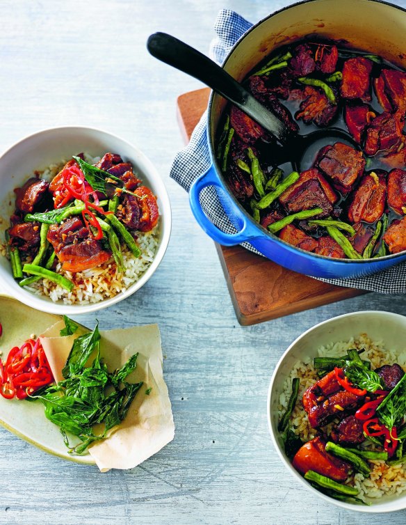 Slow-cooked caramel pork belly is a warming meal perfect for cooler nights.