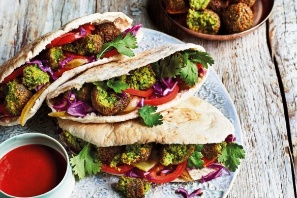 Sabrina Ghayour's ultimate falafels are packed with herbs and bolstered with extra ﬂavour.