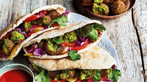 Sabrina Ghayour's ultimate falafels are packed with herbs and bolstered with extra ﬂavour.
