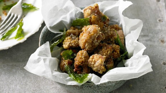 Adam Liaw's Popcorn chicken with basil.