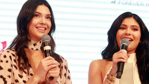 Kendall, left, and Kylie Jenner at a fashion event at Westfield Parramatta, Sydney, on Tuesday.