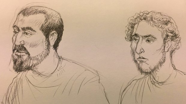 An artist's sketch of Hamza Abbas, left, and Ahmed Mohamed, in court over the alleged plot.  