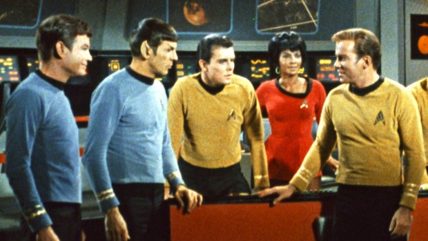 The original <i>Star Trek</i>, from left, DeForest Kelley, Leonard Nimoy, James Doohan, Nichelle Nichols and William Shatner.