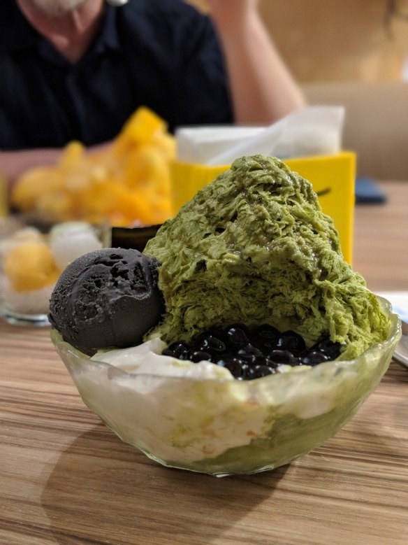 Green tea baobing (shaved ice dessert) at Ice Monster, Taipei.