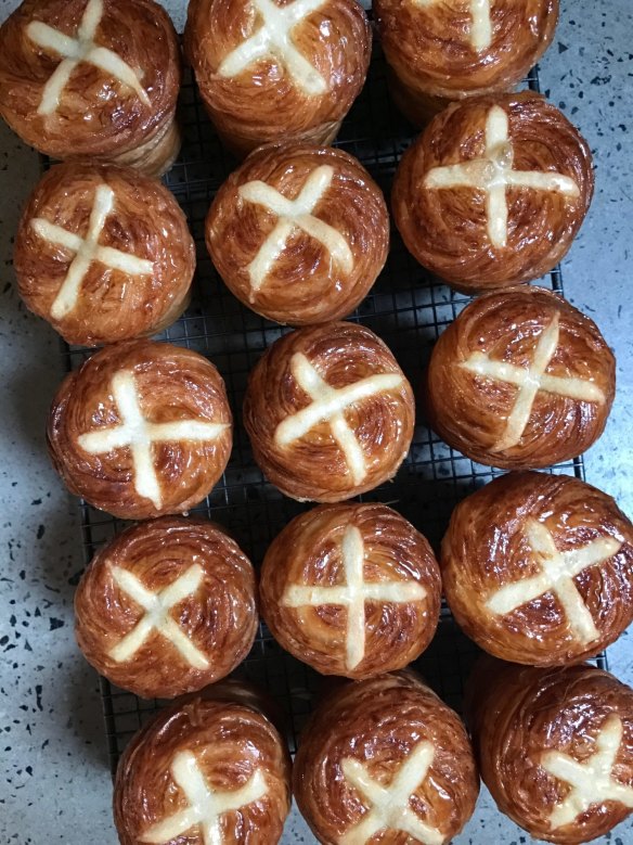 Lune's hot cross cruffins.