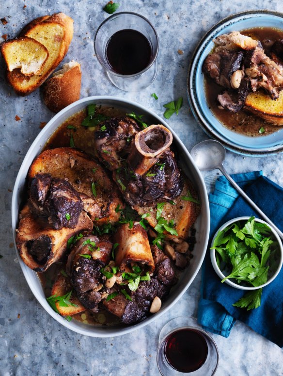 Neal Perry's veal shanks slow-cooked in chianti.