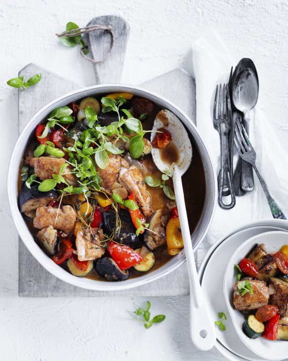 Chicken in ratatouille.