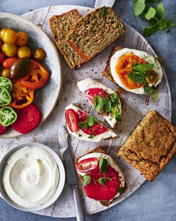 Tabbouleh-inspired bread with whipped feta spread.