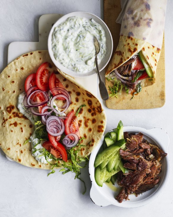 Lamb gyros with tzatziki.