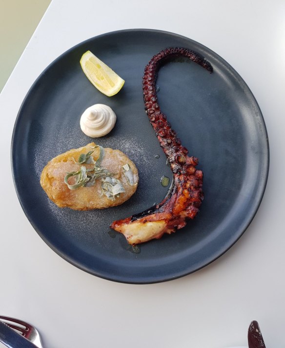 Captain Moonlite's octopus with potato cake.