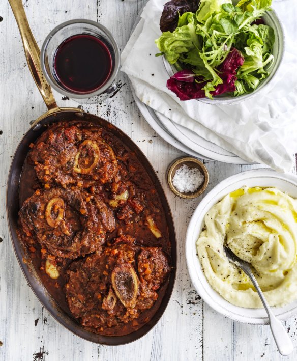 Braised veal osso bucco with potato puree. Just add a green salad and glass of red.