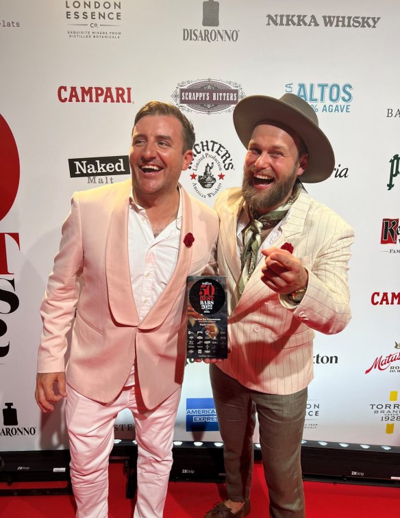 Maybe Sammy's Stefano Catino and Martin Hudak with their trophy at the World's 50 Best Bar awards in Barcelona.