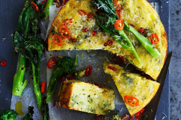 Helen Goh's roasted broccoli, chilli and ricotta cake.