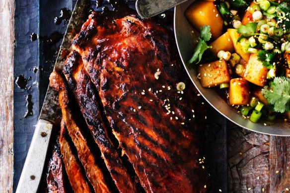 Skirt steak with a spicy Korean marinade.