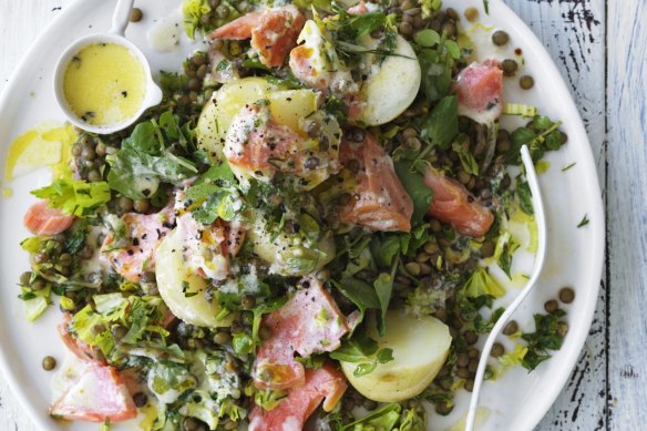 Karen Martini's smoked trout, lentil and potato salad.