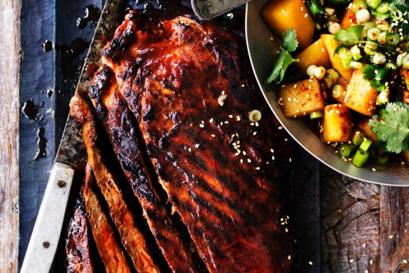 Skirt steak with a spicy Korean marinade.