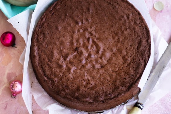 Chocolate genoise sponge for Danielle Alvarez's trifle.