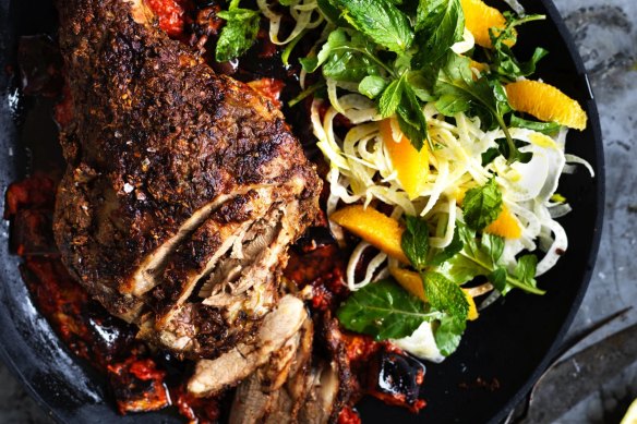 Serving suggestion: Neil Perry's Moroccan-style lamb roast with a simple orange and fennel salad. Just add couscous.